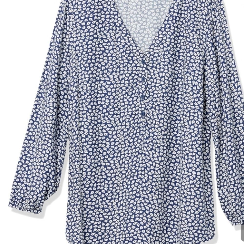 XL Amazon Essentials Womens 3/4 Sleeve Button Popover Shirt Loose-Fit V-Neck Top - Picture 13 of 16